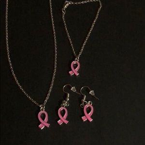 Breast cancer awareness jewelry.